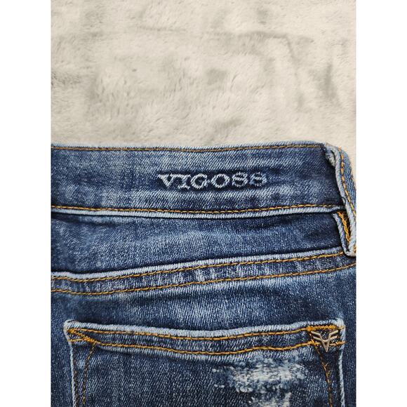 VIGOSS Jagger Distressed Classic Fit Skinny Jean Size W25 L27 Blue Stretch Denim - Picture 6 of 16